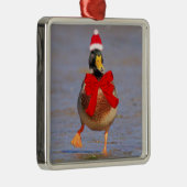 Festive Fun Mallard Duck kerst Metalen Ornament (Rechts)