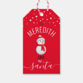 Festive, Fun Red "Love, Santa" Aangepast kerstfees Cadeaulabel (Voorkant)