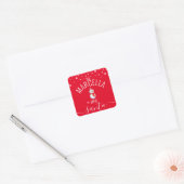 Festive, Fun Red "Love, Santa" Aangepast kerstfees Vierkante Sticker (Envelop)