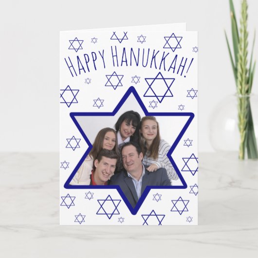 Festive Fun Star van David Photo Lijst Hanukkah Feestdagen Kaart (Voorkant)