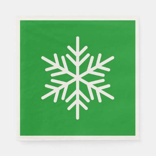 Festive Fun White Alpine Snowflake On Kelly Green Servet (Voorkant)