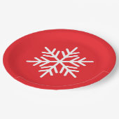 Festive Fun White Nordic Snowflake On Bright Red Papieren Bordje (Gekanteld)