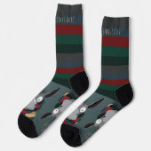 Festive Funny Cute Donkey Turquoise Grey  Sokken (Links)