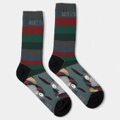 Festive Funny Cute Donkey Turquoise Grey  Sokken (Rechts)