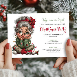 Festive Funny Grandma Christmas Event Invitation Kaart