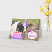 Festive Funny Koe Birthday Kaart (Gele Bloem)