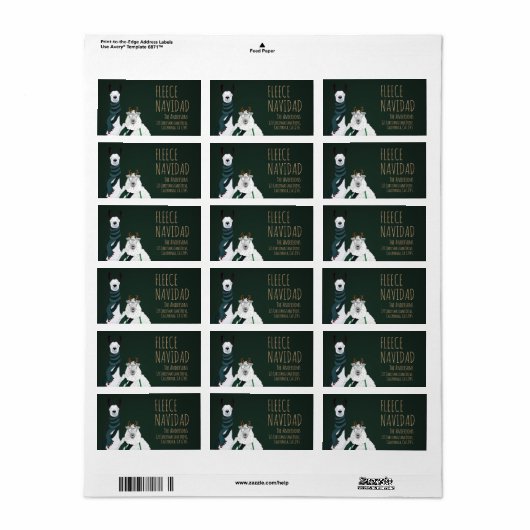 Festive Funny Llama & Sheep Fleece Navidad Punny Etiket (Full Sheet)