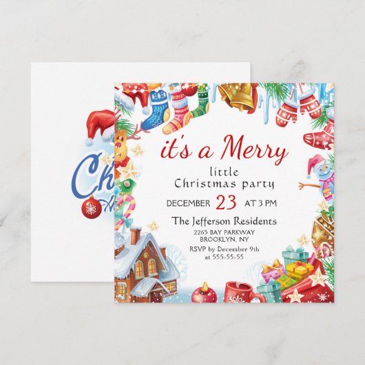 Festive Funny Merry Little Kerstparty Holiday Kaart (Voorkant / Achterkant)