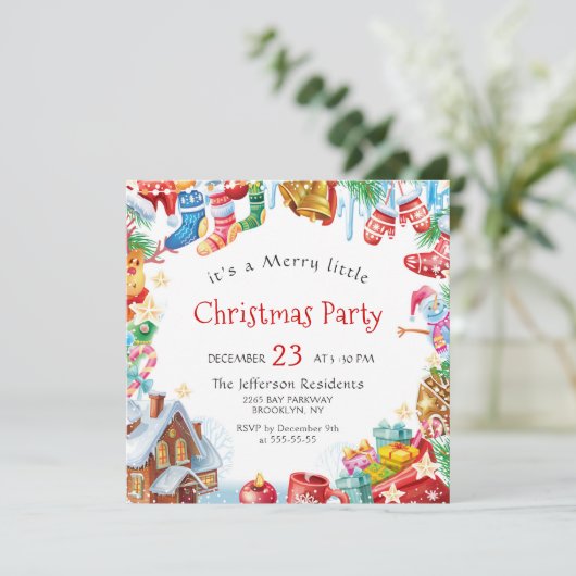 Festive Funny Merry Little Kerstparty Holiday Kaart (Staand voorkant)