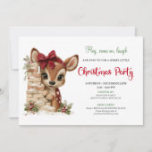 Festive funny reindeer holiday invite download kaart (Voorkant)