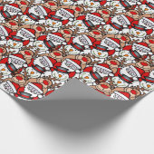 Festive Funny Santa Claus Kerstfeestdag Cadeaupapier (Hoek)