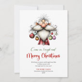 Festive Funny Santa Hand Drawn Red Green Card Feestdagenkaart (Voorkant)