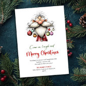 Festive Funny Santa Hand Drawn Red Green Card Feestdagenkaart