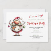Festive Funny Santa Hand Lettered Party Invitation Kaart (Voorkant)