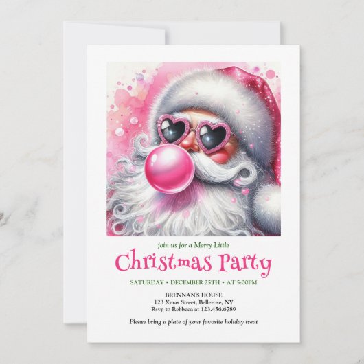Festive Funny Santa Heart Glasses Christmas Invite Kaart (Voorkant)