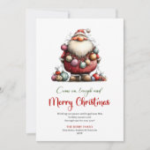 Festive Funny Santa Red Green Classic Christmas  Feestdagenkaart (Voorkant)