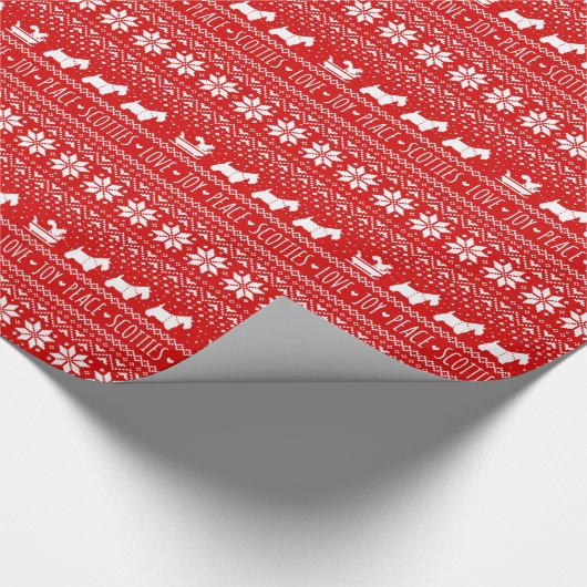 Festive Funny Scottish Terriers Kerstfeestdag Cadeaupapier (Hoek)