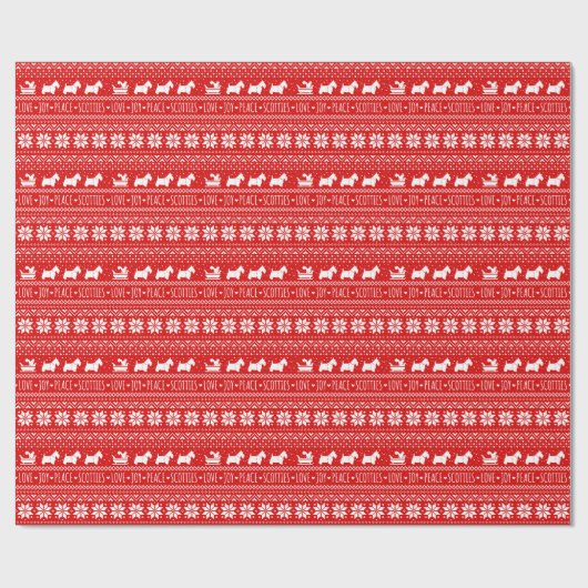 Festive Funny Scottish Terriers Kerstfeestdag Cadeaupapier (Vlak)