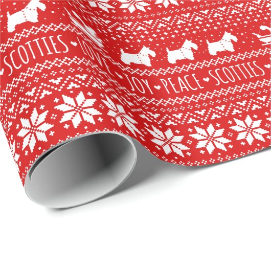 Festive Funny Scottish Terriers Kerstfeestdag Cadeaupapier (Rol Hoek)
