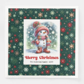 Festive funny snowman with snowflakes kids napkins servet (Voorkant)