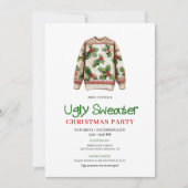 Festive Funny Ugly Sweater Christmas Invite Kaart (Voorkant)