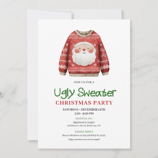 Festive Funny Ugly Sweater Holiday Party Card Kaart (Voorkant)