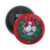Festive Futbal in Wreath op Red Button Flesopener (Voorkant)