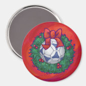 Festive Futbal in Wreath op Red Magneet (Voorkant / Achterkant)