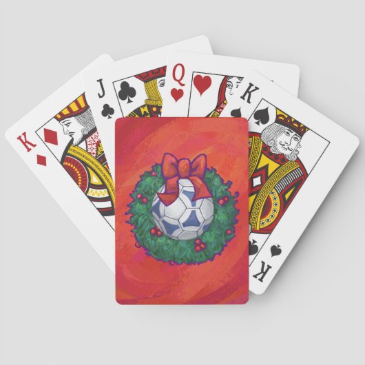 Festive Futbal in Wreath op Red Pokerkaarten (Achterkant)