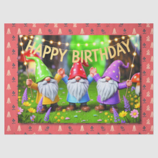Festive Garden Gnomes Birthday Celebration Tissuepapier