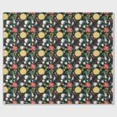 Festive Garden Pattern Black Cadeaupapier (Vlak)