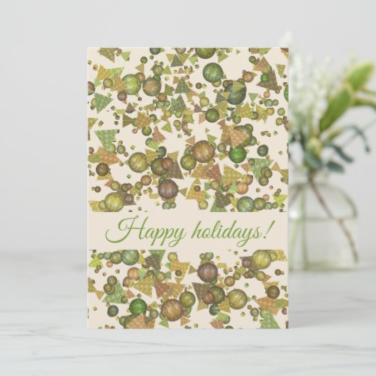 Festive Geometric Confetti Holiday Kaart (Staand voorkant)