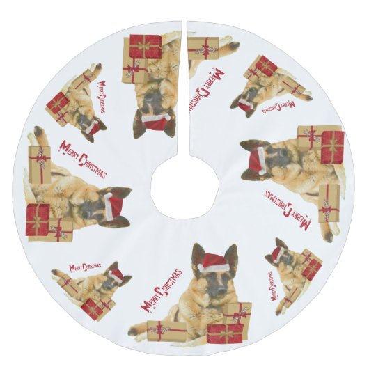 Festive German Shepherd Holiday Kerstboom Rok (Voorkant)
