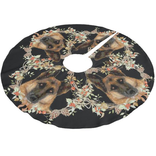 Festive German Shepherd Holiday Kerstboom Rok (Gekanteld)