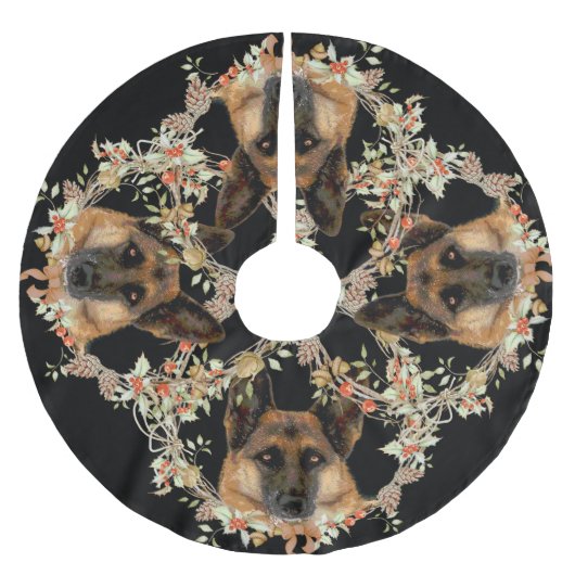 Festive German Shepherd Holiday Kerstboom Rok (Voorkant)