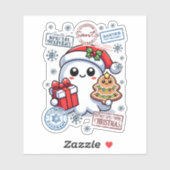Festive Ghost Gift Kerst sticker (Vel)