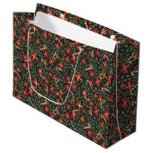 Festive gift bag with florals and candy canes groot cadeauzakje (Voorkant Gekanteld)