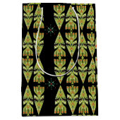 Festive Gift Wrap Green Black Pattern Medium Cadeauzakje (Voorkant)