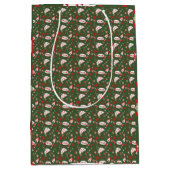 Festive Gift Wrap Green Black Pattern Medium Cadeauzakje (Voorkant)