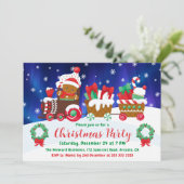 Festive Gingerbread Christmas Train Invitation Kaart (Staand voorkant)