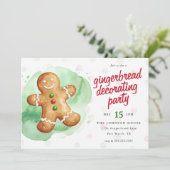 Festive Gingerbread Decorating Christmas Party Kaart (Staand voorkant)