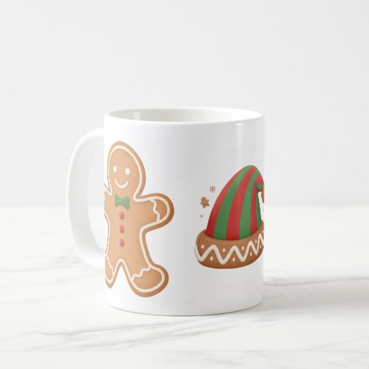 Festive Gingerbread & Elf Hat Christmas Mug Koffiemok (Voorkant links)
