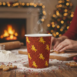 Festive Gingerbread Man & Knit Pattern Christmas Papieren Bekers