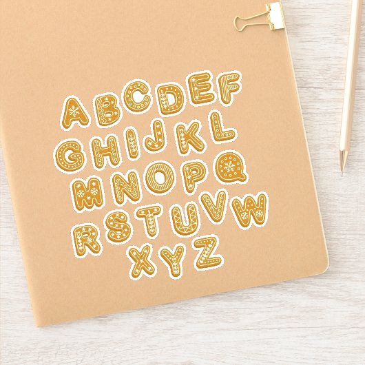 Festive Gingerbrood Cookie Letters Medium Sticker (Notitieboek)