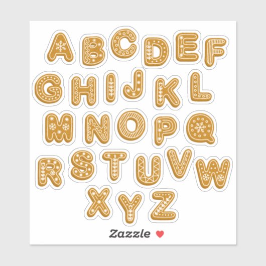 Festive Gingerbrood Cookie Letters Medium Sticker (Vel)