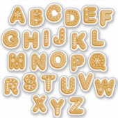 Festive Gingerbrood Cookie Letters Medium Sticker (Voorkant)