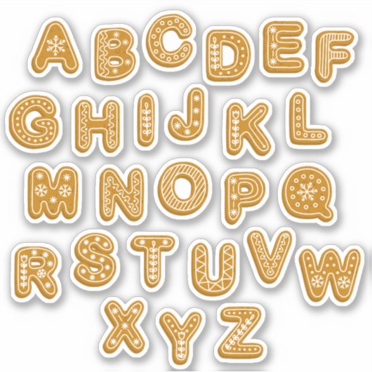 Festive Gingerbrood Cookie Letters Medium Sticker (Voorkant)