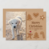 Festive Gingerbrood Cookie Shapes and Custom Photo Feestdagenkaart (Voorkant / Achterkant)
