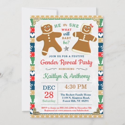 Festive Gingerbrood-kerstfeest Kaart (Voorkant)