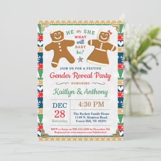 Festive Gingerbrood-kerstfeest Kaart (Staand voorkant)